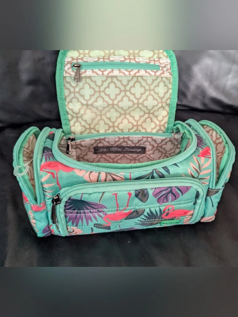 Lug Mini Trolley Makeup Cosmetic Case Bag Flamingo Palm Leaves